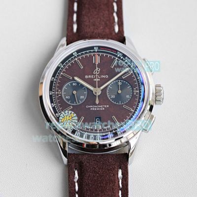 Swiss Copy Breitling Premier B01 Chronograph 42 Stainless Steel Coffee Dial Watch